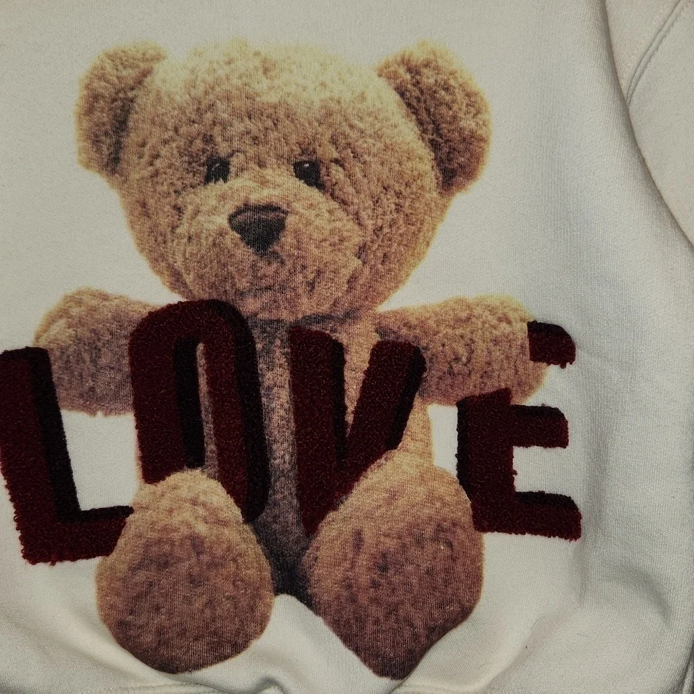 Zara Love Bear Kids Cream Teddy Bear Sweatshirt sz 3-4 toodler